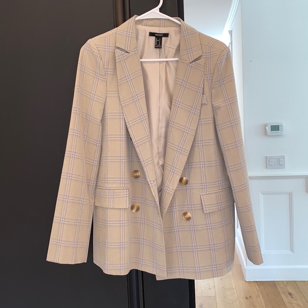 Beige Check Blazer